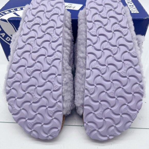 Birkenstock Arizona Big Buckle Shearling Teddy Sandals Fog Purple Womens EU 37 - Picture 11 of 13